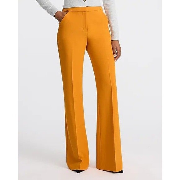 Express Pants - EXPRESS Editor Relaxed Trouser Mustard Yellow Size 8R Mid Rise Dress Pants